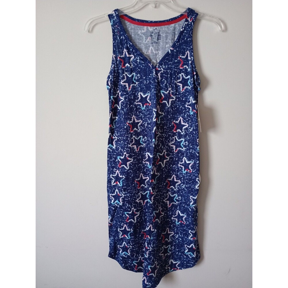 NWT Secret Treasures Red White Blue Sleeveless Sleep Shirt Dress Size Small 4-6
